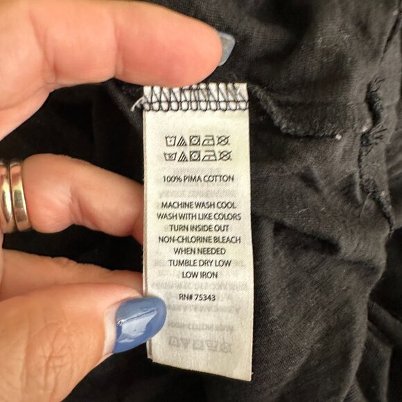 2/$30 St. Tropez West Pure Pima Cotton Basic Tee Cap Sleeve Black M #A0484 TRB3 - Picture 6 of 7